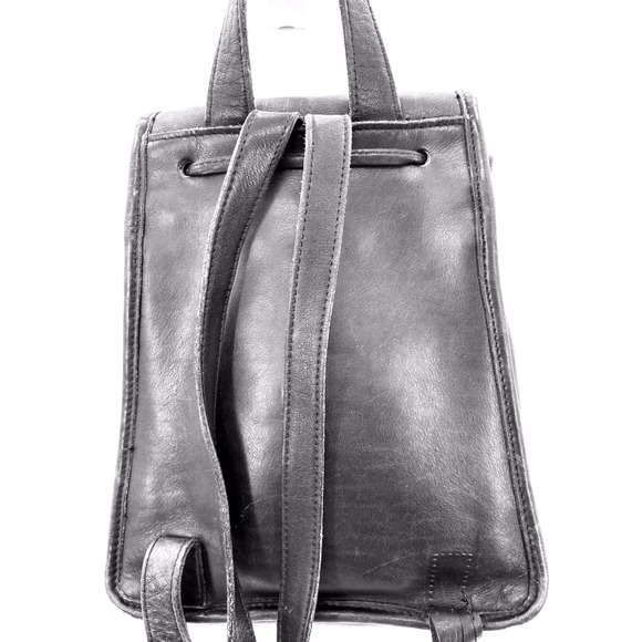 Vintage Coach Black Leather Daypack Backpack Y2K 90s Purse - Picture 3 of 16